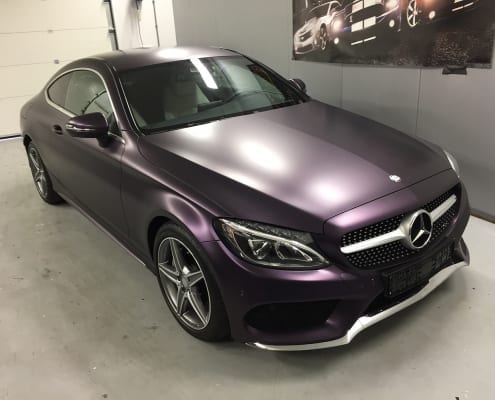 Mercedes C Coupe Wrap Mat Paars Matt Midnight Purple Metallic-4